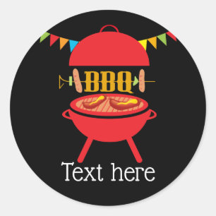barbecue , bbq grill , verjaardagsfeest , barbecue ronde sticker