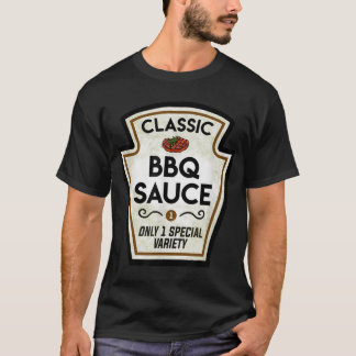 Barbecue BBQ Sauce Bottle Label Halloween Matching T-shirt