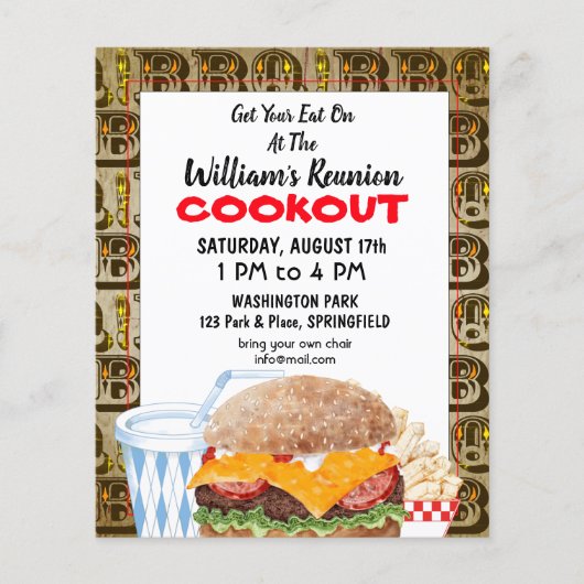 Barbecue Cookout Reunion Fast Food Flyer (Voorkant)