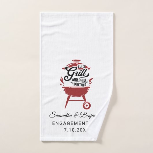 Barbecue de fête de fiançailles pour couples (Serviette à main)