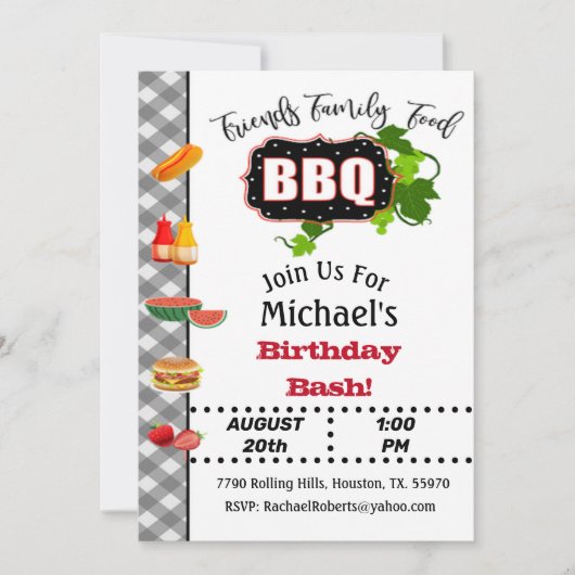 Barbecue d'été Anniversaire Invitation de Bash (Devant)