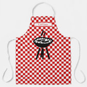 Barbecue DIY Kleuren Rood Wit Checkerboard Schort (Voorkant)