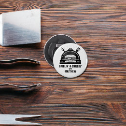 Barbecue Grillen & Chillen Bachelorfeest Button Flesopener