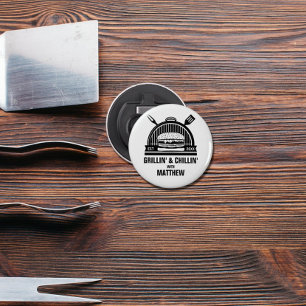 Barbecue Grillen & Chillen Bachelorfeest Button Flesopener