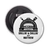 Barbecue Grillen & Chillen Bachelorfeest Button Flesopener (Voorkant)
