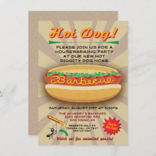 Barbecue Housewarming Hot dog feestuitnodiging Kaart