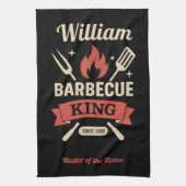 Barbecue King Kitchen Towel with Custom Name Theedoek (Verticaal)