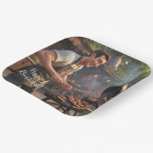 Barbecue Man Papieren Bordje (Gebogen)