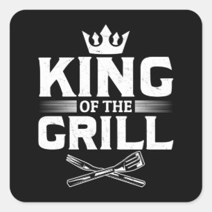 Barbecue Meat Smoking Men BBQ Grilling King Vierkante Sticker