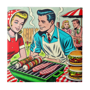 barbecue paar strips tegeltje
