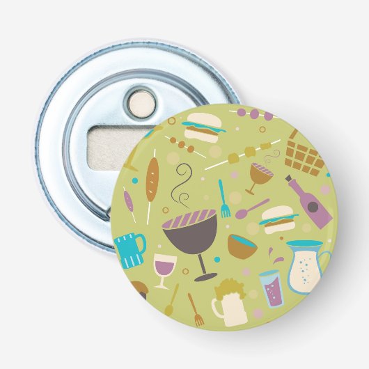 Barbecue Patroon Button Flesopener (Voorkant)