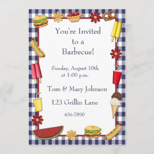 Barbecue Picnic Border Blue Kaart