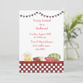 Barbecue Picnic Checkered Border Kaart (Staand voorkant)