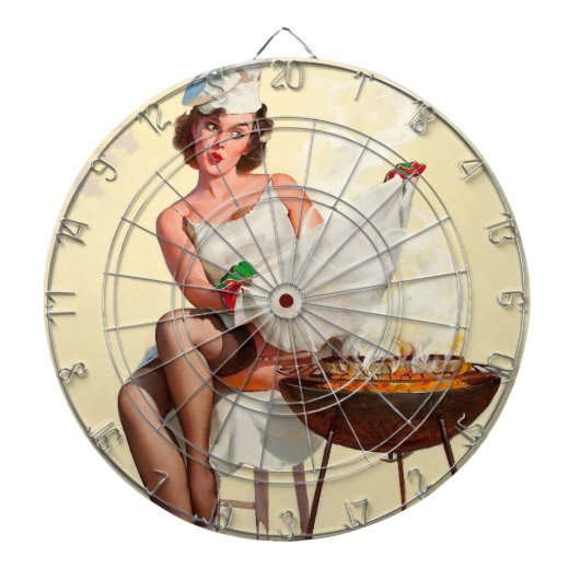 Barbecue Pin-Up Girl Dartbord (Voorkant)