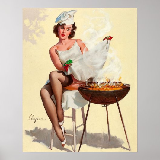 Barbecue Pin-Up Girl Poster (Voorkant)