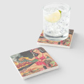  Barbecue Pin Up Stenen Onderzetter (Zijkant)