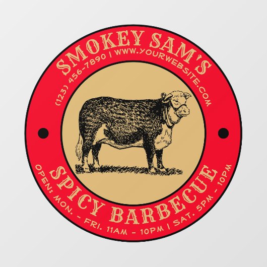 Barbecue Restaurant Sjabloon Raamsticker (Vel)