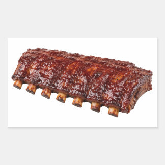 Barbecue Ribs Geïsoleerd op Wit Rechthoekige Sticker