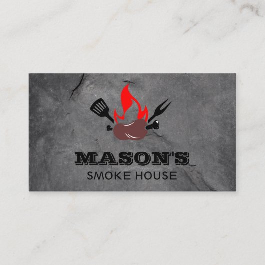 Barbecue worst op spiesen en vlammen visitekaartje (Voorkant)