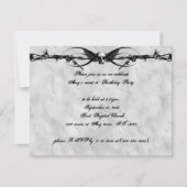 Barbed Wire ailé Crâne cyber Goth Invitations (Devant)