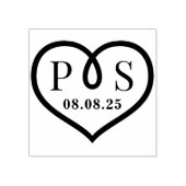 Barbed Wire Frame Heart Wedding Initial Monogram Rubberstempel (Afrduk)