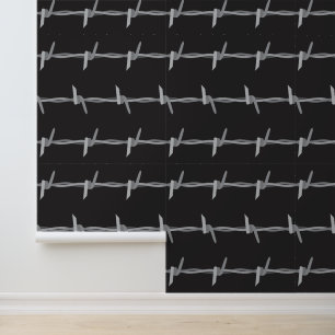 Barbed Wire Grijs Zwart Patroon Behang