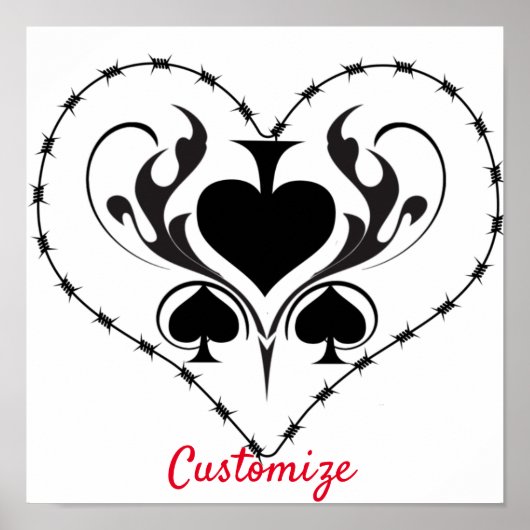 Barbed Wire Heart Black Spades Thunder_Cove Poster (Voorkant)
