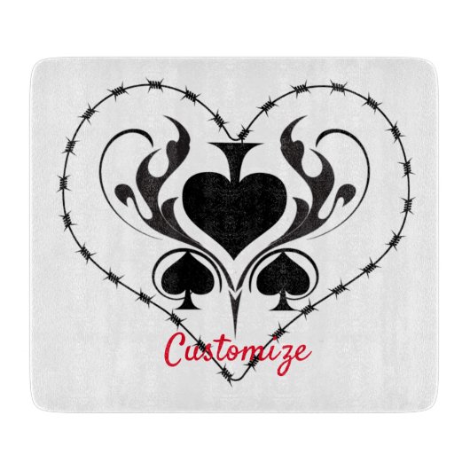 Barbed Wire Heart Black Spades Thunder_Cove Snijplank (Voorkant)