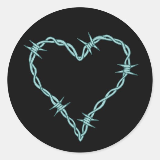 Barbed Wire Heart Ronde Sticker (Voorkant)