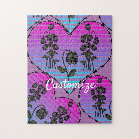 Barbed Wire Heart Wilde Zwarte Rozen Thunder_Cove Legpuzzel (Verticaal)