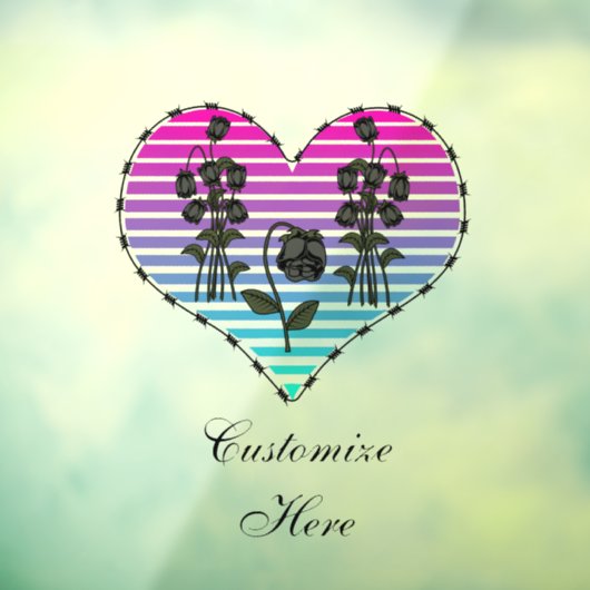 Barbed Wire Heart Wilde Zwarte Rozen Thunder_Cove Raamsticker (Vel 3)
