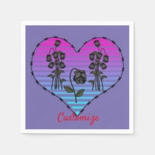 Barbed Wire Heart Wilde Zwarte Rozen Thunder_Cove Servet