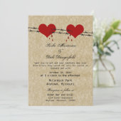 Barbed Wire Hearts Tattoo Biker Wedding Invitation (Debout devant)