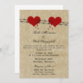 Barbed Wire Hearts Tattoo Biker Wedding Invitation (Devant / Derrière)