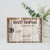 Barbed Wire Hoefijzer Land Westerne RSVP-kaarten RSVP Kaartje (Staand voorkant)