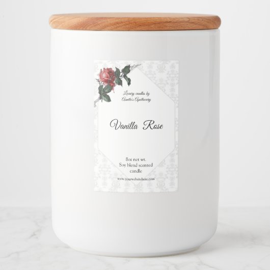 Barbed Wire Roos Damask Scented Candle Label Voedselcontainer Etiket (Voorkant)