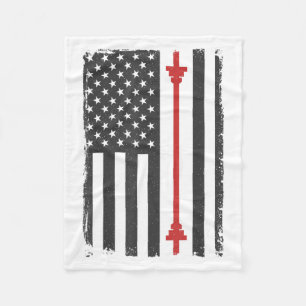 Barbell Amerikaanse Vlag Gym Workout T-shirt Usa M Fleece Deken
