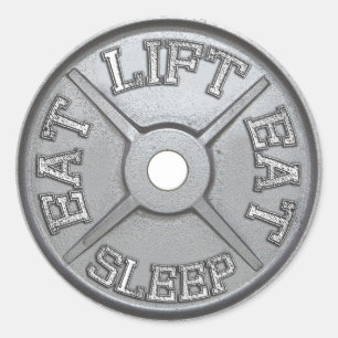 Barbell Bord - Lift, Eat, Slaap Ronde Sticker
