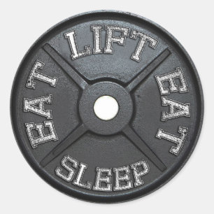 Barbell Bord - Lift, Eat, Slaap Ronde Sticker