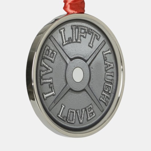 Barbell Bord - Lift, Live, Love, Laugh Metalen Ornament (Rechts)