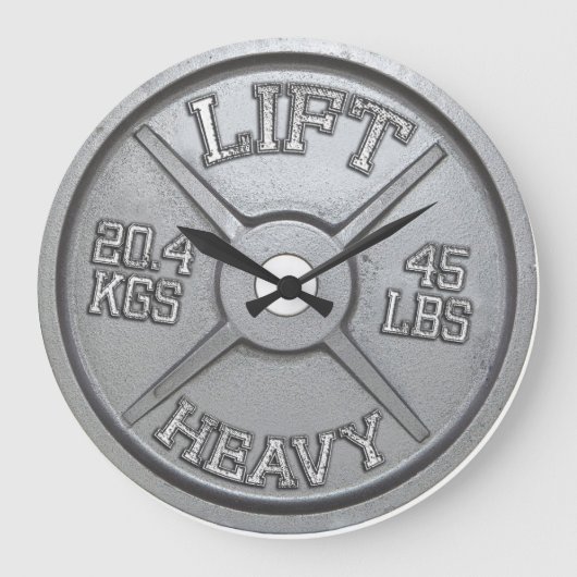 Barbell Bord Wall Clock - LIFT HEAVY Grote Klok (Voorkant)