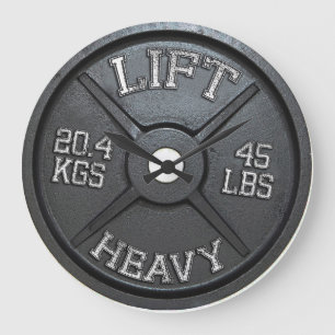 Barbell Bord Wall Clock - LIFT HEAVY Grote Klok