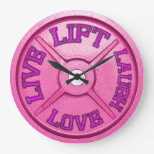 Barbell Bord Wall Clock - Lift, Live, Love, Laugh