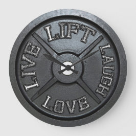 Barbell Bord Wall Clock - Lift, Live, Love, Laugh Grote Klok
