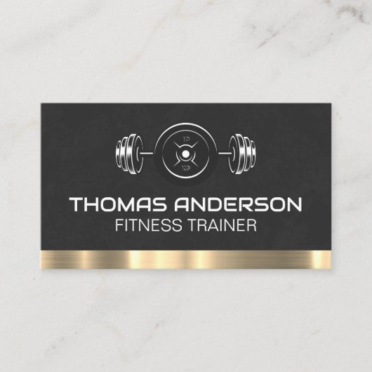 Barbell en gewicht | Goudmetaaltrim Visitekaartje (Voorkant)