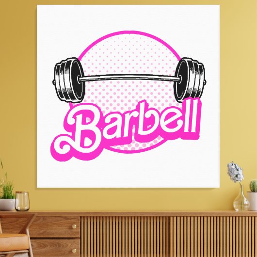 Barbell - roze canvas afdruk (Insitu (Woonkamer))