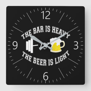 Barbell vs bier vierkante klok