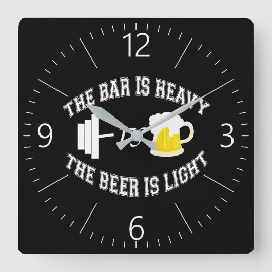 Barbell vs bier vierkante klok (Voorkant)