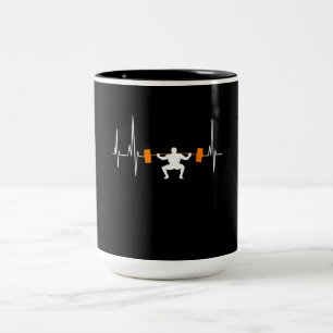 Barbell Weightlift Heartbeat Bodybuilding Cool Tweekleurige Koffiemok