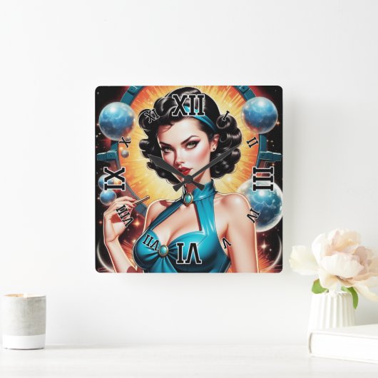 Barbenheimer Retro Fusion Atomic Age Mode Vierkante Klok (Huis)